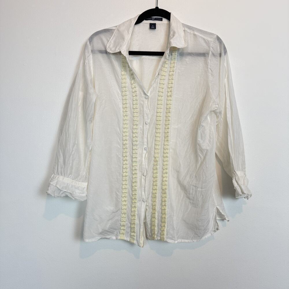 Vintage Gap button up blouse cotton silk bledn sz MD velvet victorian renaissanc